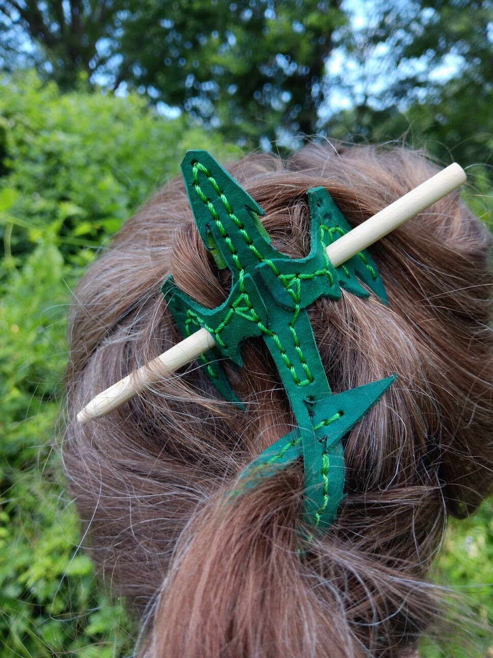 Dragon Familiar Leather Hair Barrette